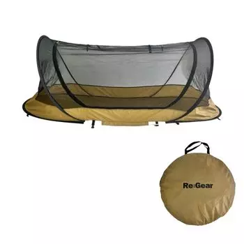 Просто легко для одного одиночного сна в стиле кенгуру, москитная сетка от комаров, внутренняя палатка, одноместная, коричневая, ReGear Pop-up, открытая, установка, человек, коричневый
