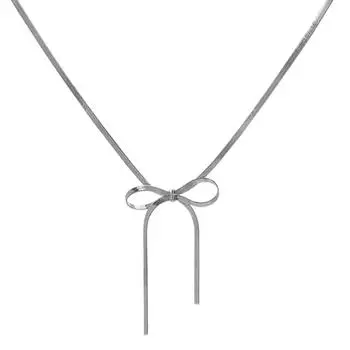 Простое элегантное ожерелье с подвеской в виде банта, модное ожерелье с воротником, цепочка на ключицы, колье, цепочка со змеиной костью, ожерелье, ювелирные изделия