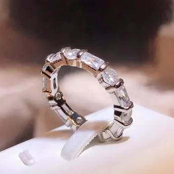 Простое элегантное переплетенное геометрическое кольцо с белым цирконом, обручальное кольцо для вечеринки, дня рождения, помолвки, подарок, женские модные украшения 6 белый