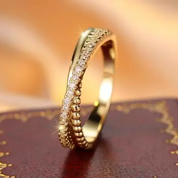 Простое элегантное золотое кольцо на палец с крестом для женщин, свадебные украшения, кольца с камнем CZ и цирконием 6 золотой/белый