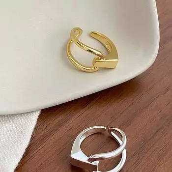 Простое геометрическое асимметричное открытое кольцо, женское модное индексное кольцо серебряный