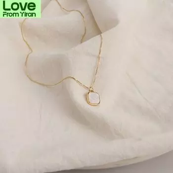 Простое геометрическое квадратное ожерелье с подвеской в виде ракушки для женщин, темпераментное золотого цвета, металлическая цепочка, ювелирные изделия золотой