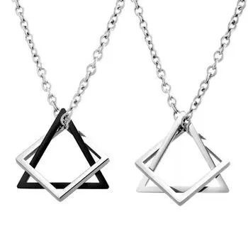 Простое геометрическое сочетание треугольников и квадратов, титановая сталь, хип-хоп ожерелье для мужчин и женщин, повседневная одежда, модные украшения в стиле панк, кулон, аксессуары