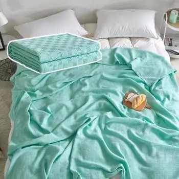 Простое хлопковое одеяло из ниток, летнее одеяло для кондиционирования воздуха, спальня, кровать, диван, модное одеяло для обеда, Manta de verano 100x150cm зелёный