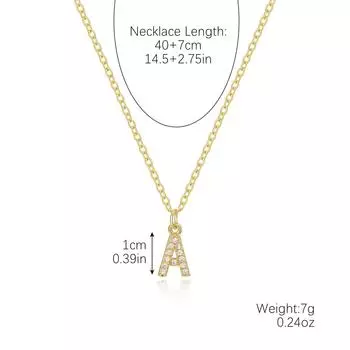 Простое и компактное ожерелье с подвеской в виде буквы из циркония с 26 английскими буквами, женское ожерелье с инкрустацией из меди и циркония