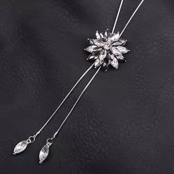 Простое и модное, длинное ожерелье с кристаллами и драгоценными камнями, декоративная цепочка для свитера прозрачный