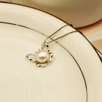 Простое и модное женское колье-бабочка из стерлингового серебра 925 пробы с позолоченным жемчугом 925 silver