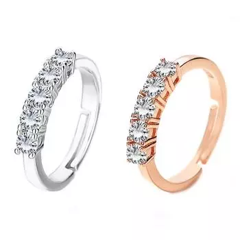 Простое и яркое женское кольцо с пятью бриллиантами в один ряд, весом 0,1 карата, романтичное кольцо с имитацией бриллианта в виде звезды на палец. adjustable opening белого золота