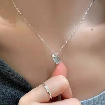 Простое и свежее ожерелье с подвеской из голубого опала, женская ниша, элитная, персонализированная мода, универсальная цепочка на шею, цепочка на свитер