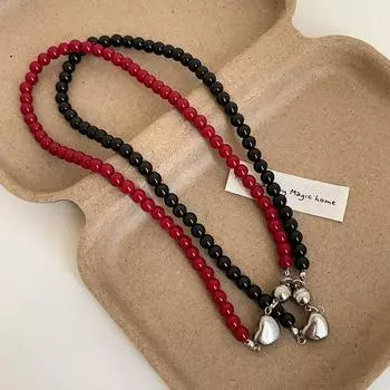 Простое и универсальное магнитное ожерелье с бусинами Love, женская ниша, индивидуальность, мода, темперамент, элегантная цепочка на шею, цепочка на ключицу