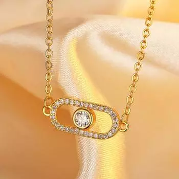 Простое и универсальное ожерелье для девочек, нишевая легкая роскошная микро-инкрустированная цирконием цепочка на ключицу, геометрическое квадратное украшение