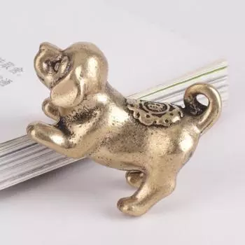 Простое использование фэн-шуй настольный орнамент миниатюры фигурки щенков латунный кулон чай домашнее животное зодиак собака латунный