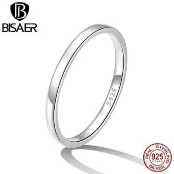 Простое классическое кольцо BISAER из стерлингового серебра 925 пробы для женщин, модные ювелирные изделия 6