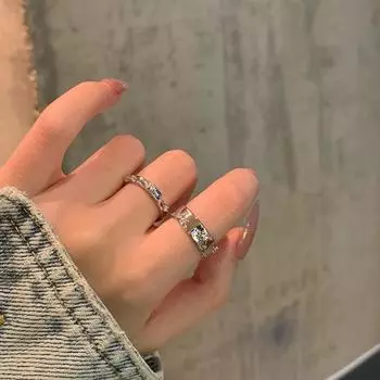 Простое кольцо из циркония, металлическое кольцо, набор женских колец, нишевый дизайн, высококачественное кольцо на указательный палец, простое кольцо с холодным ветром