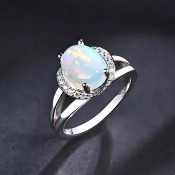 Простое кольцо из натурального цветного опала Эфиопии, настоящий драгоценный камень овальной формы 8*10 мм, хорошее качество, стерлинговое серебро 925 пробы, изящные ювелирные украшения для женщин US RING SIZE:6# белый