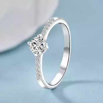 Простое кольцо из серебра 925 пробы с бриллиантом в Японии и Южной Корее, закрытое модное женское кольцо с инкрустацией четырьмя когтями из высокоуглеродистого камня 9