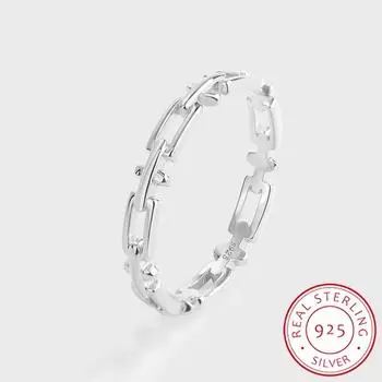 Простое кольцо из стерлингового серебра для женщин, модное кольцо с выдолбленным цирконом S925, серебряное ювелирное изделие, кольцо для вечеринки, обручальное кольцо, подарок на годовщину 6 серебряный