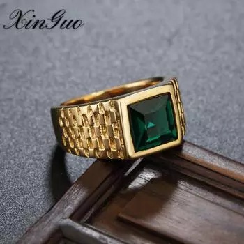 Простое кольцо из титановой стали для мужчин и женщин из Новой Европы и США с драгоценными камнями 7 красный