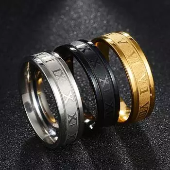 Простое кольцо Красивое креативное глянцевое кольцо в стиле панк Кольцо с римскими цифрами Кольцо в стиле панк для повседневной жизни US 8 серебряный