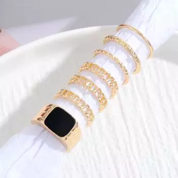 Простое кольцо, очаровательное сексуальное кольцо, роскошный квадратный набор колец из 7 девочек, детское кольцо, одинаковые подарочные аксессуары для пары, аксессуары для колец, комбинация колец золотой