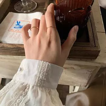 Простое кольцо, простой женский дизайн, тонкое гладкое кольцо, регулируемое маленькое круглое кольцо.