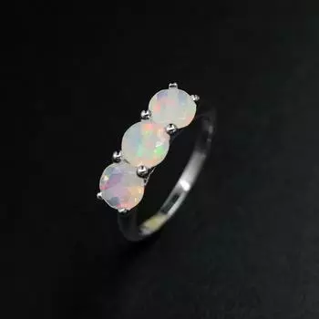 Простое кольцо с опалом из стерлингового серебра 925 пробы, круглое 6 мм, натуральный красочный драгоценный камень, изысканные украшения для женщин, хороший подарок, новое поступление 2024 года us ring size 6# белый