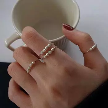 Простое кольцо с жемчугом для женщин, ретро-мода, темперамент, нишевый дизайн, кольцо на указательный палец, открытое кольцо Opening Adjustable