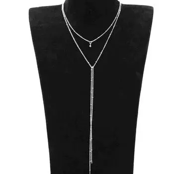 Простое колье-чокер из цепочки золотого и серебряного цвета, длинное колье-чокер с кисточкой из бусин для женщин, ожерелье-воротник рас дю ку