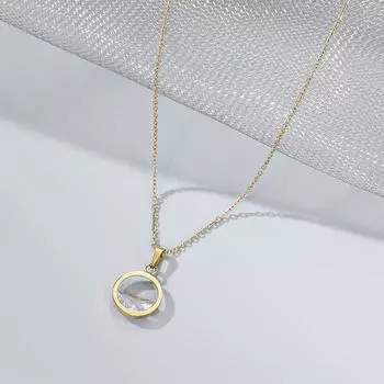 Простое колье из титановой стали с вермикулитовым кулоном