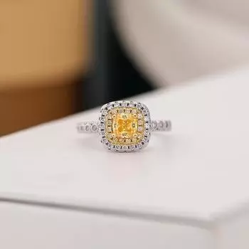 Простое квадратное цирконовое кольцо, имитация желтого алмазного порошка, модные аксессуары для колец с бриллиантами, поставка