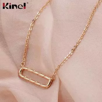 Простое квадратное колье Kinel из розового золота с подвеской розового золота