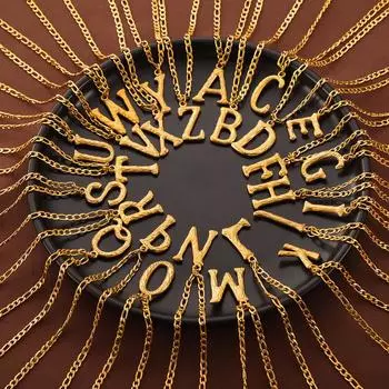 Простое легкое роскошное ожерелье из титановой стали с 26 буквами, нишевое невыцветающее ожерелье с золотым узором в виде дерева, ювелирные изделия