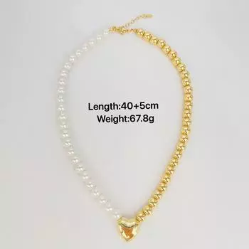 Простое легкое роскошное темпераментное ожерелье из 8 жемчужных медных бусин Love Beaded, подходящее для повседневной носки женщин