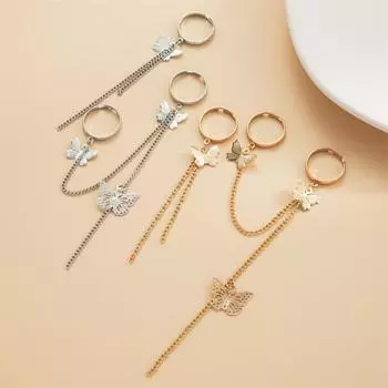 Простое металлическое кольцо-бабочка в стиле панк, женское открывающееся регулируемое трендовое кольцо-цепочка, ювелирные аксессуары золотой