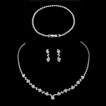 Простое металлическое ожерелье с бриллиантами, серьги, браслет, свадебный комплект украшений для подружки невесты с гексаграммой для женщин серебряный