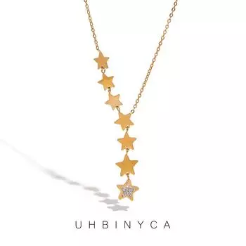 Простое модное ожерелье с подвеской в виде семи звезд для женщин. Изысканные ювелирные изделия из нержавеющей стали золотой