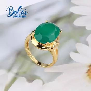 Простое небесно-голубое топаз и зеленый агат овальное кольцо 12*16 мм из натурального драгоценного камня 925 серебро желтый дизайн женские изысканные украшения us ring size 6# зелёный