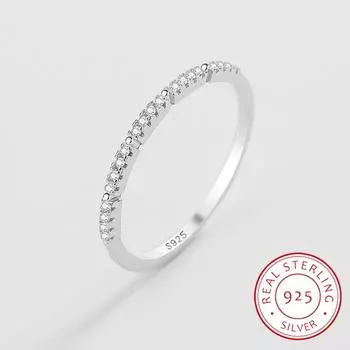 Простое однорядное кольцо для женщин, натуральное серебро S925 с бриллиантами и кристаллами, подарок на день Святого Валентина, ювелирные аксессуары 6 серебряный