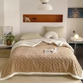 Простое однотонное одеяло, утолщенное одеяло для отдыха, одеяло для офиса, теплое, мягкое и приятное для кожи одеяло для дивана-кровати 100x120cm 1Pc