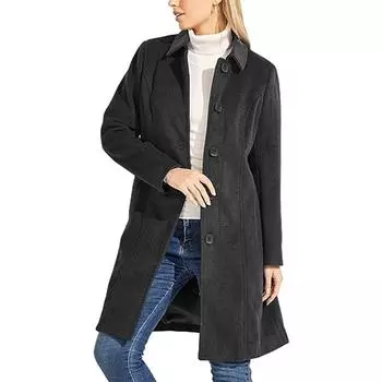 Простое однотонное шерстяное пальто средней длины, облегающее шерстяное пальто большого размера, женский костюм XXXL чёрный