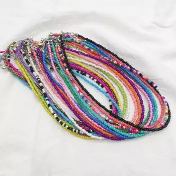 Простое ожерелье из бисера, женское короткое колье-колье из бисера, ювелирное изделие, ожерелье-чокер, подарок, пляжные украшения 1