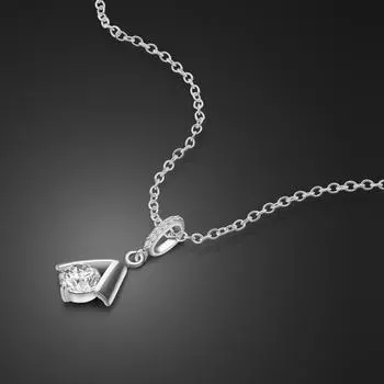 Простое ожерелье из стерлингового серебра 100% 925 пробы с буквой V, модное колье с цирконом, женское нежное ювелирное изделие из розового золота, подарок серебряный