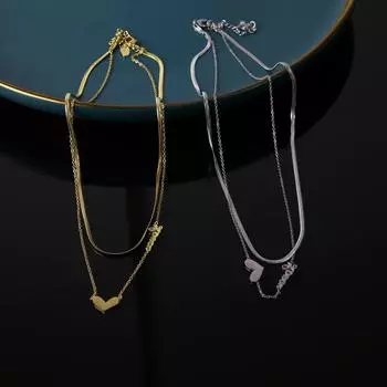 Простое ожерелье из титановой стали с надписью «LOVE» для девочек, удлиняющая цепочка на ключицы, двойной кулон, универсальные ювелирные изделия серебряный