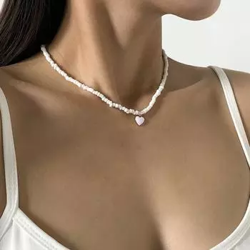 Простое ожерелье-подвеска в виде капли любви из рисовых бусин для женщин, пасторальный цвет, бисер, однослойное, милое и крутое украшение