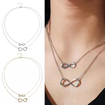 Простое ожерелье ручной работы Lucky Number 8, двухслойное короткое ожерелье для женщин и девочек золотистый