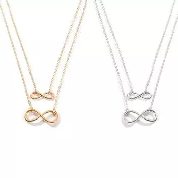 Простое ожерелье ручной работы Lucky Number 8, двухслойное короткое ожерелье для женщин и девочек, легкий изысканный дизайн, идеальный подарок золотистый