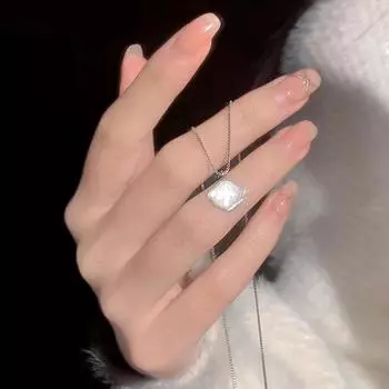 Простое ожерелье с подвеской из ракушки лунного камня, серебряное колье на ключицу для женщин и девочек, элегантные ювелирные изделия, аксессуары, подарки