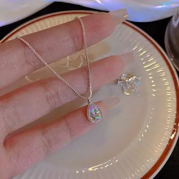 Простое ожерелье с подвеской в виде капли воды из циркона для женщин и девушек, темпераментная универсальная цепочка на ключицу, ювелирные изделия, аксессуары, подарки