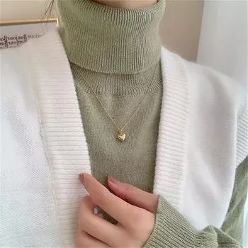 Простое ожерелье в форме сердца, корейская цепочка для свитера, аксессуары, ювелирные изделия, подарки