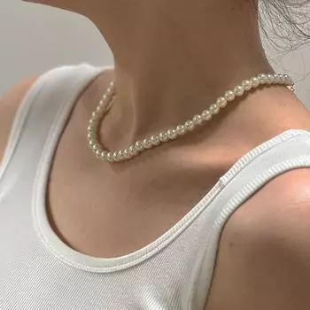 Простое ожерелье женское ретро геометрическое литературное свежее ожерелье дикое ожерелье ювелирные изделия 4MM белый